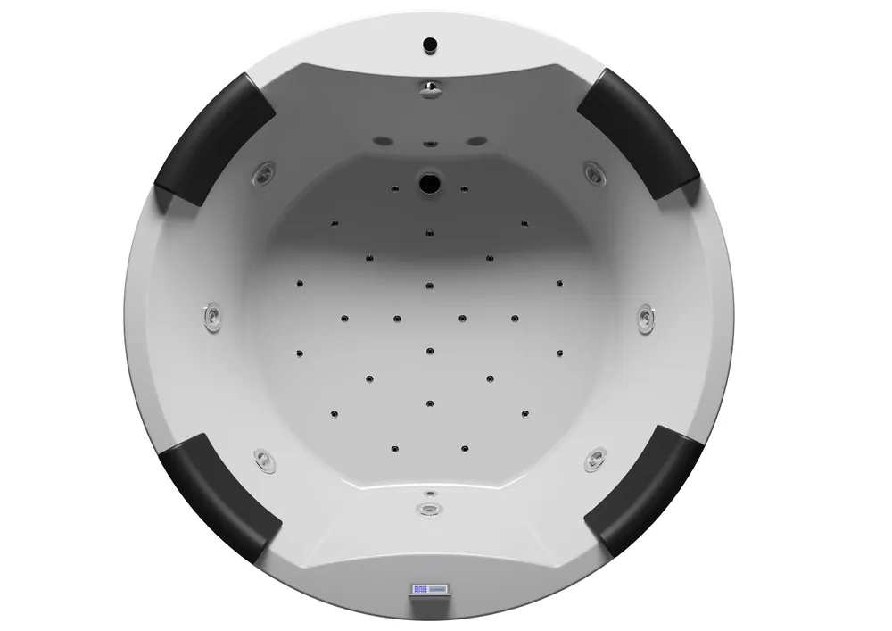 Kulatá masážní vana pro 4 osoby Riho CARMEN BZ29 – hydromasážní systém HYDRO / AERO, 3x motor, průměr 180 cm, bílá Veilige Betaling