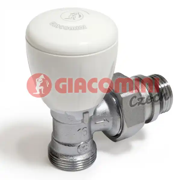 Termostatický ventil s ruční hlavou pro připojení žebříků 1/2" x 18, hrubý chrom, rohový Voordeelprijs