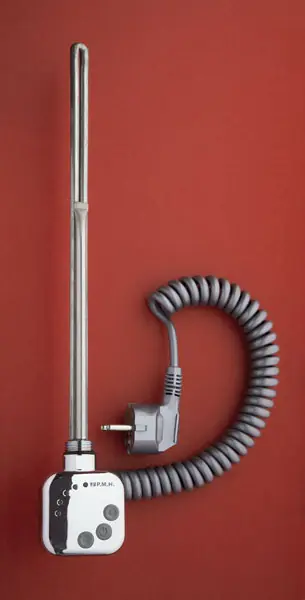 Veilige Betaling Elektrická topná tyč s hranatým termostatem do topných žebříků P.M.H. - HT2 chrom, 800 W