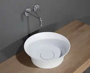 Kulaté umyvadlo na desku Riho BARCA, Solid Surface, 40 x 40 cm, F70022, matná bílá Finale Výprodej